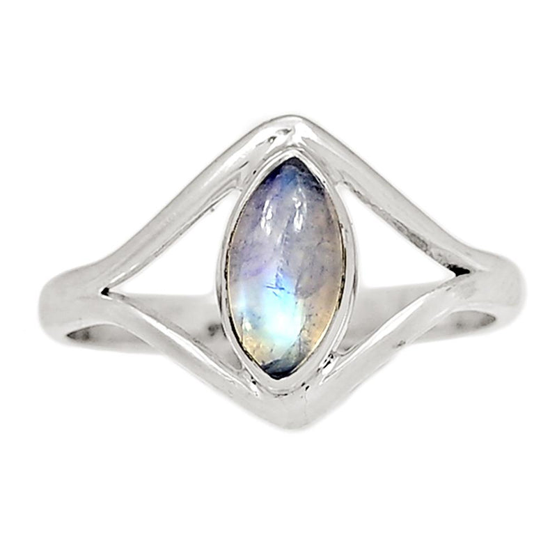 5*10 MM Marquise - Blue Fire Rainbow Moonstone Ring - BFMR1564