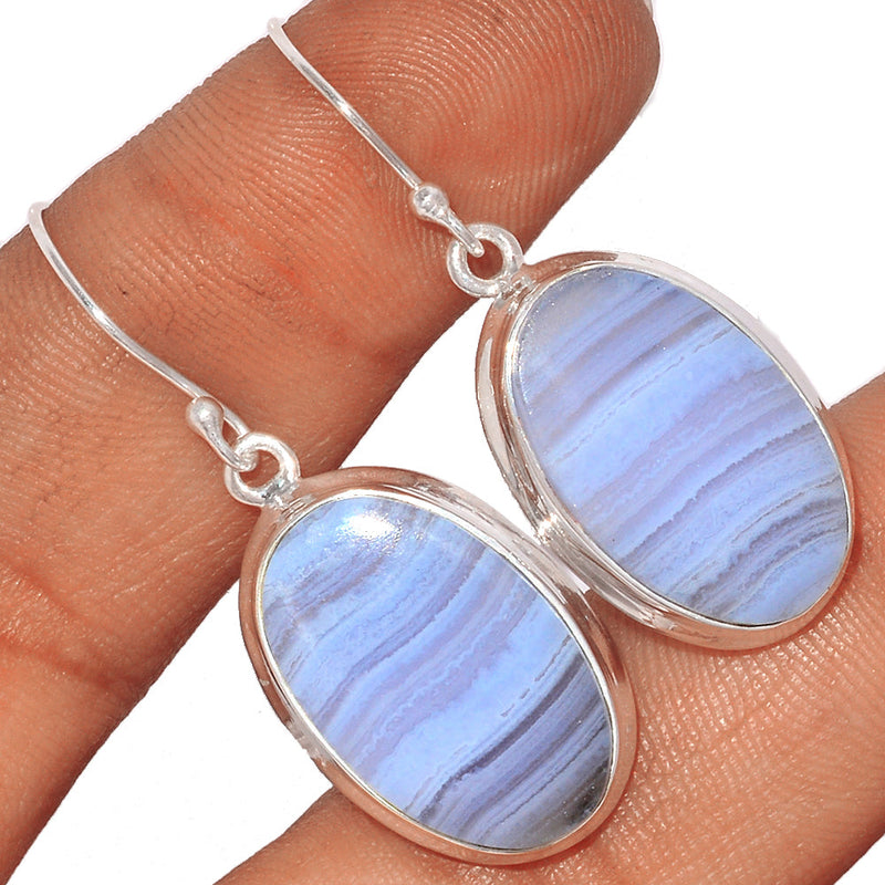 1.6" Blue Lace Agate Earrings - BLAE774
