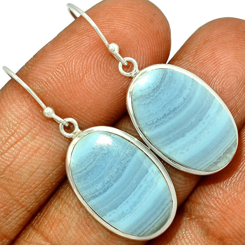 1.6" Blue Lace Agate Earrings - BLAE797