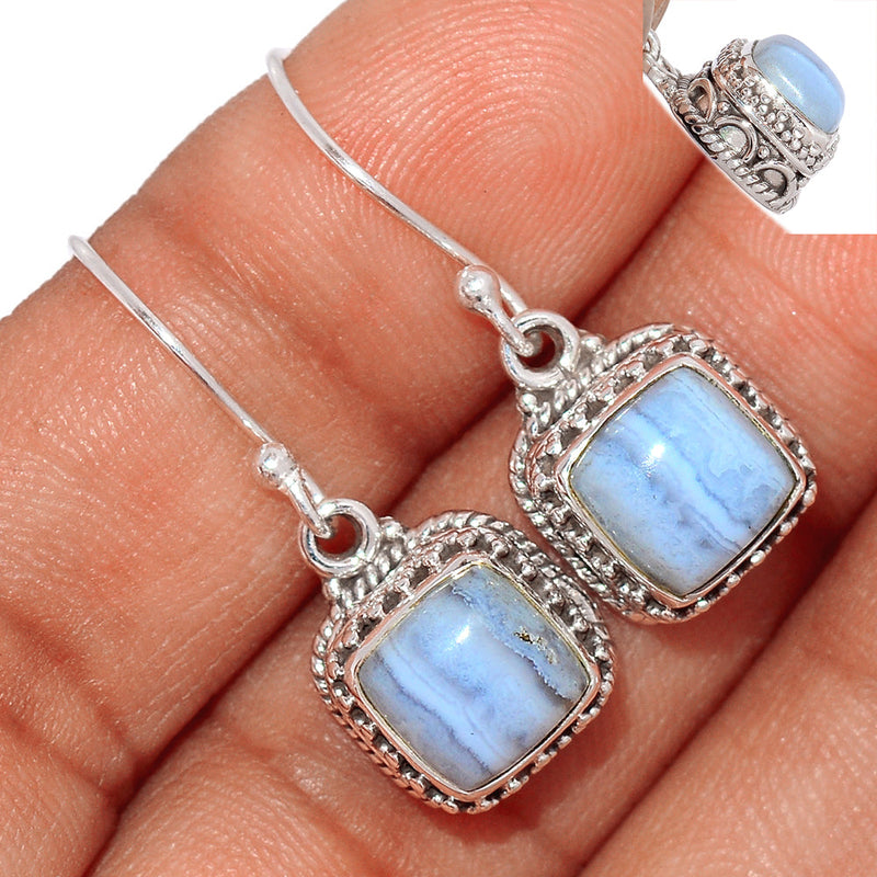1.1" Fine Filigree - Blue Lace Agate Earrings - BLAE852
