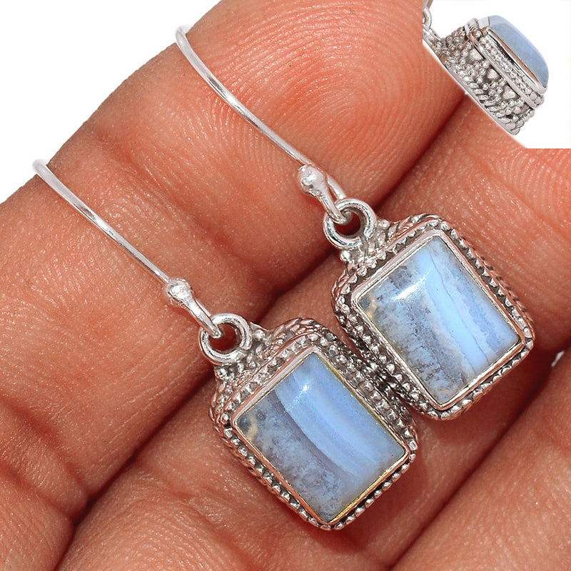 1.1" Fine Filigree - Blue Lace Agate Earrings - BLAE853