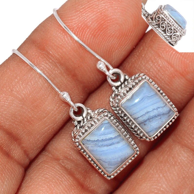 1.1" Fine Filigree - Blue Lace Agate Earrings - BLAE854