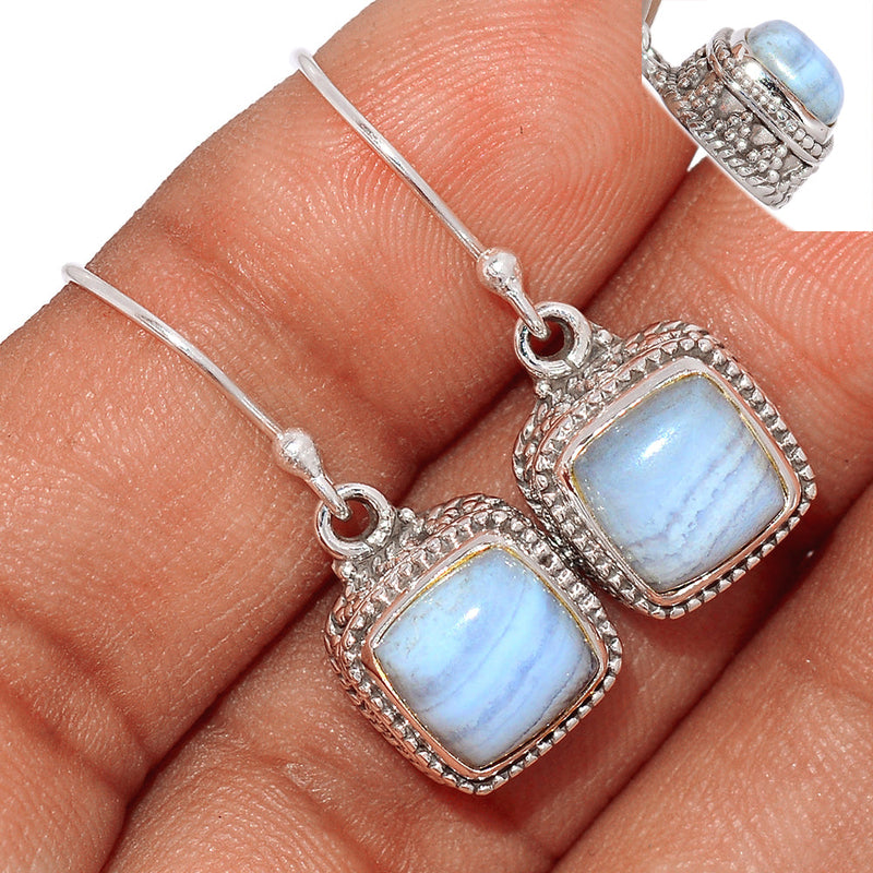 1" Fine Filigree - Blue Lace Agate Earrings - BLAE856