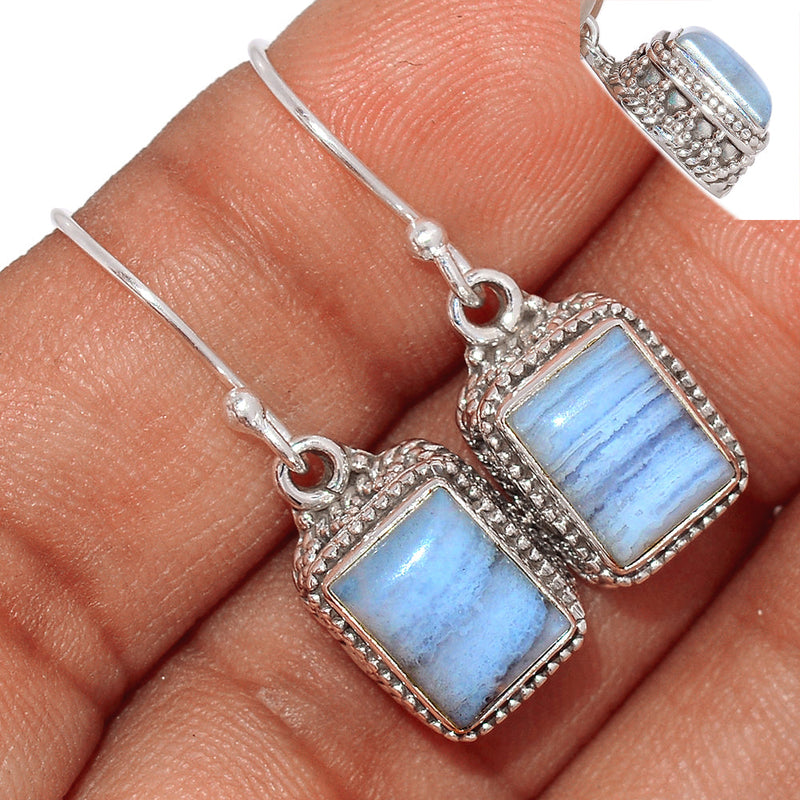 1.1" Fine Filigree - Blue Lace Agate Earrings - BLAE858