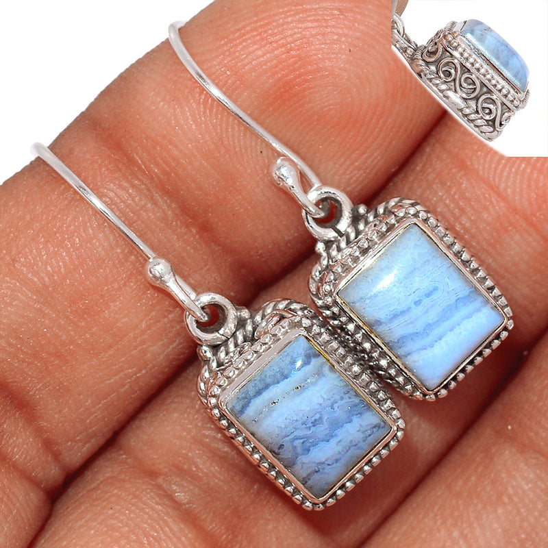 1.1" Fine Filigree - Blue Lace Agate Earrings - BLAE859