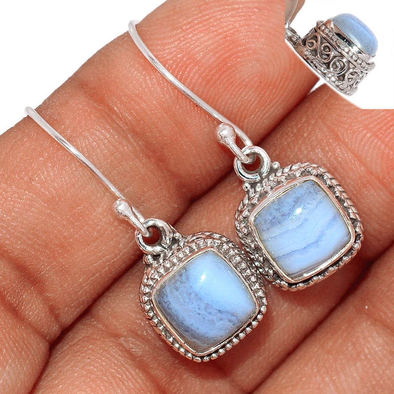 1.1" Fine Filigree - Blue Lace Agate Earrings - BLAE860