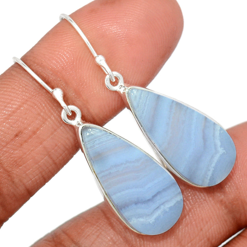 1.6" Blue Lace Agate Earrings - BLAE902
