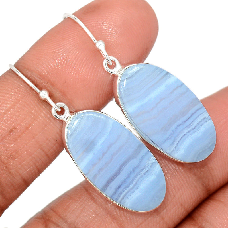 1.6" Blue Lace Agate Earrings - BLAE909