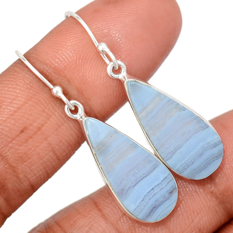 1.6" Blue Lace Agate Earrings - BLAE912