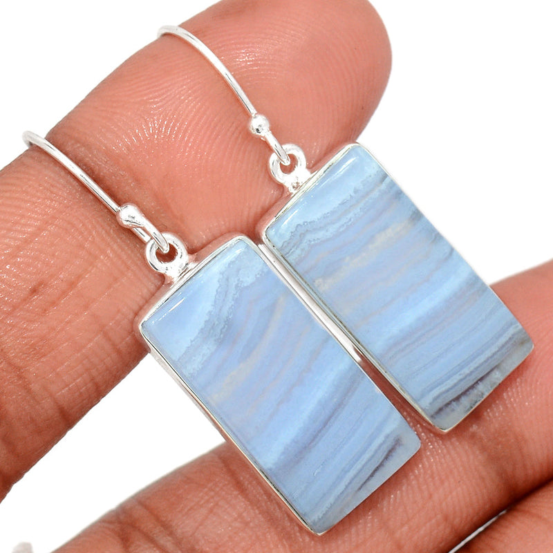 1.6" Blue Lace Agate Earrings - BLAE923