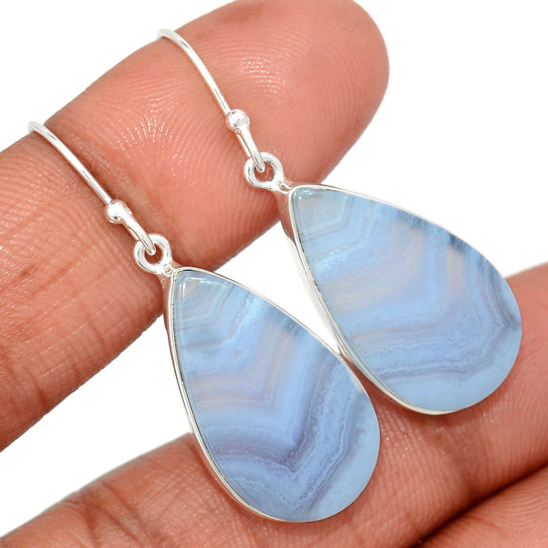 1.6" Blue Lace Agate Earrings - BLAE925