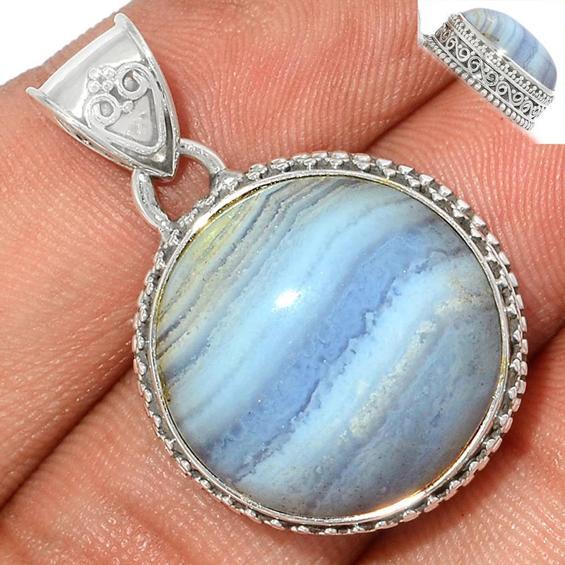 1.2" Fine Filigree - Blue Lace Agate Pendants - BLAP1580