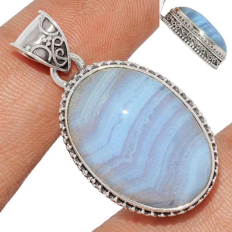 1.5" Fine Filigree - Blue Lace Agate Pendants - BLAP1598