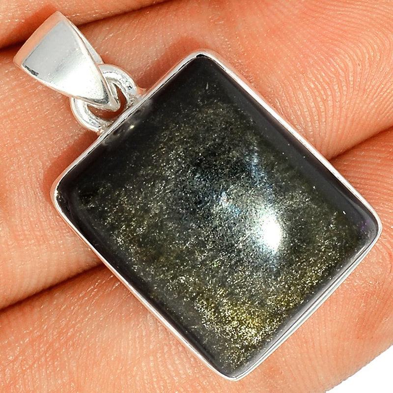 1.1" Silver Obsidian Pendants - BLSP234