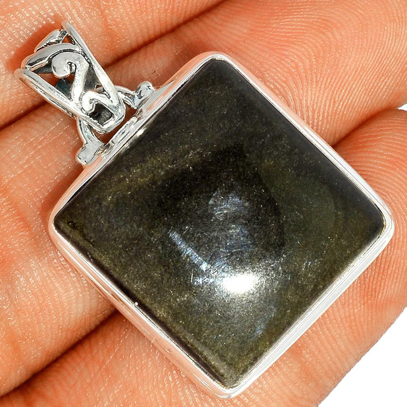1.3" Silver Obsidian Pendants - BLSP246