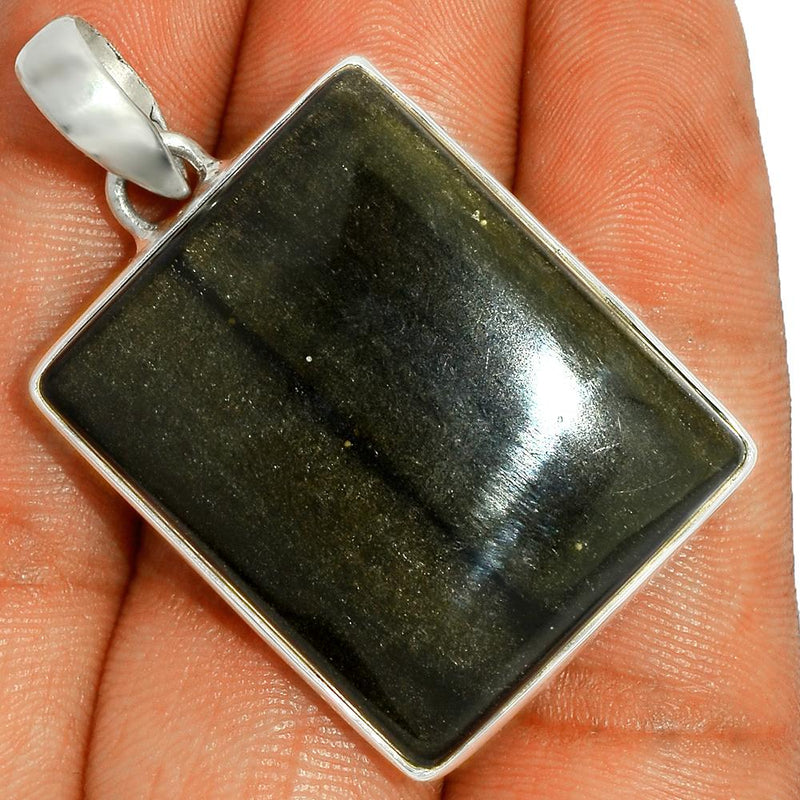 1.8" Silver Obsidian Pendants - BLSP248