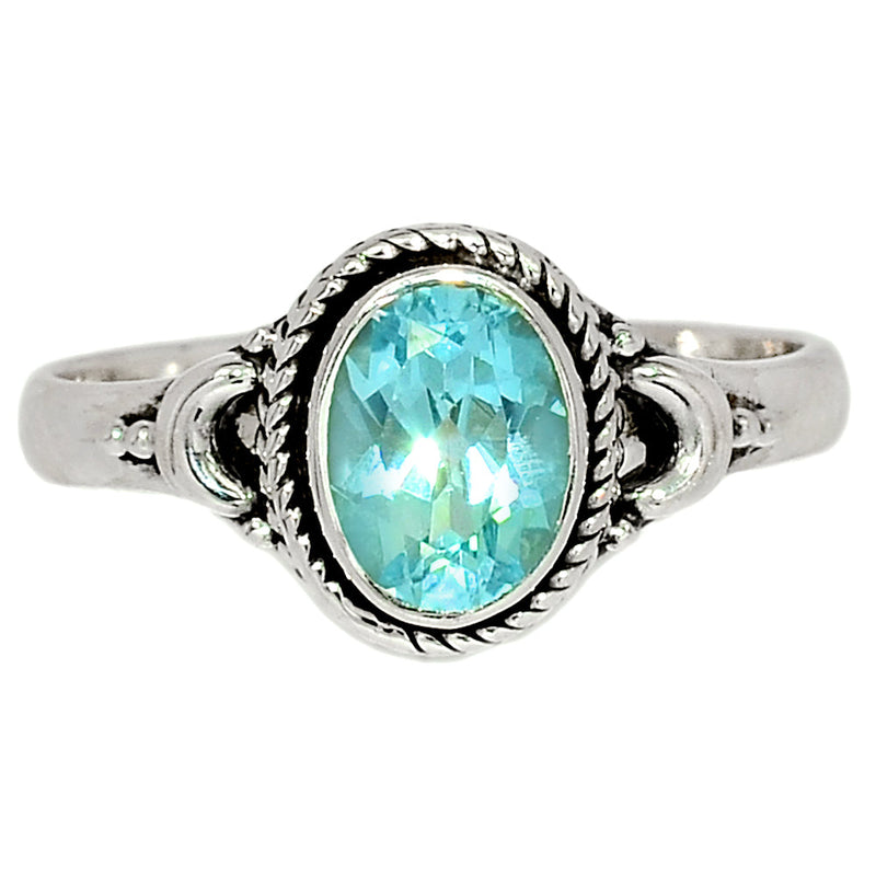 6*8 MM - Fine Filigree - Blue Topaz Silver Ring - BLTR1797