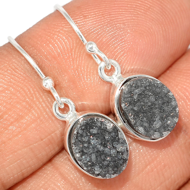 1.1" Black Onyx Druzy Earrings - BODE152