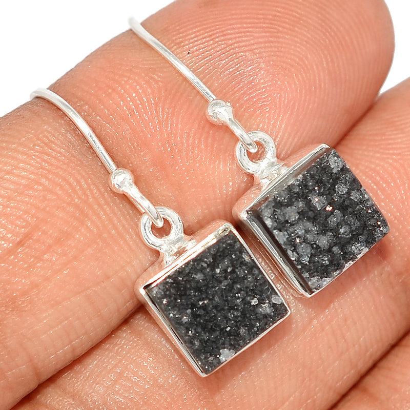 1.1" Black Onyx Druzy Earrings - BODE156