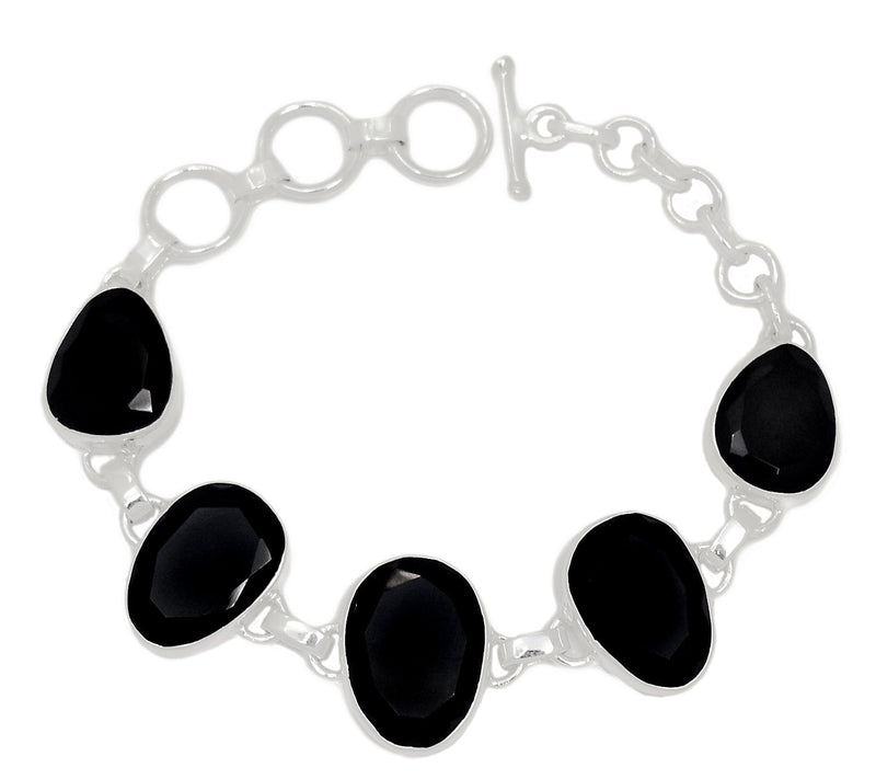 7.5" Black Onyx Faceted Bracelets - BOFB108