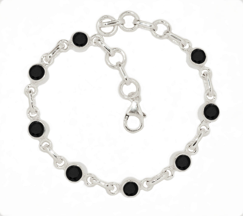 7.8" Black Onyx Faceted Bracelets - BOFB118