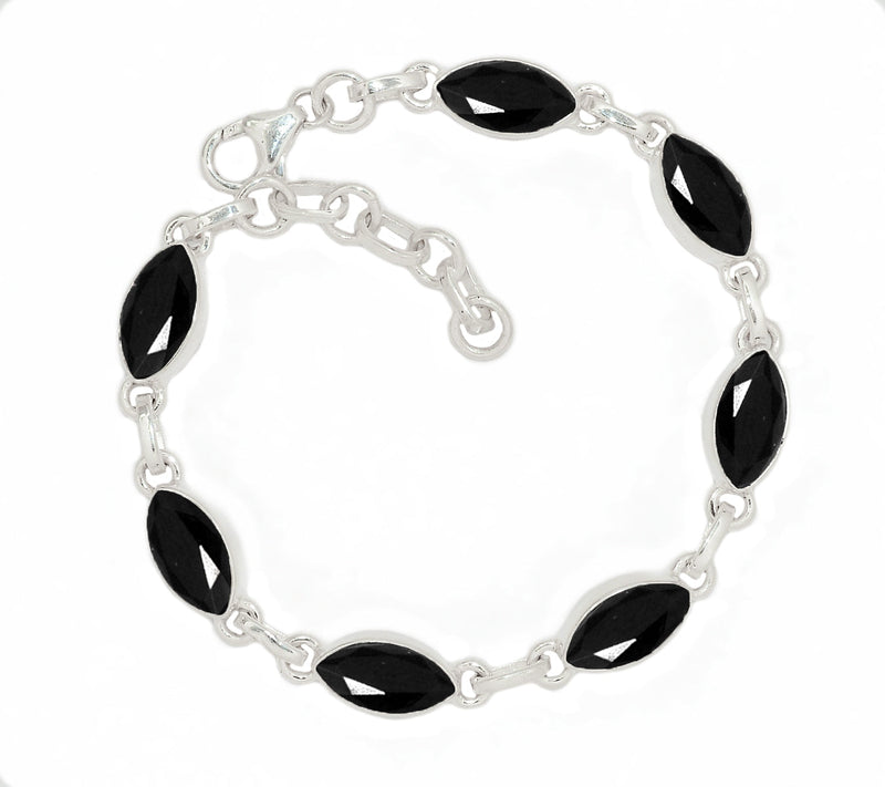 7.8" Black Onyx Faceted Bracelets - BOFB134