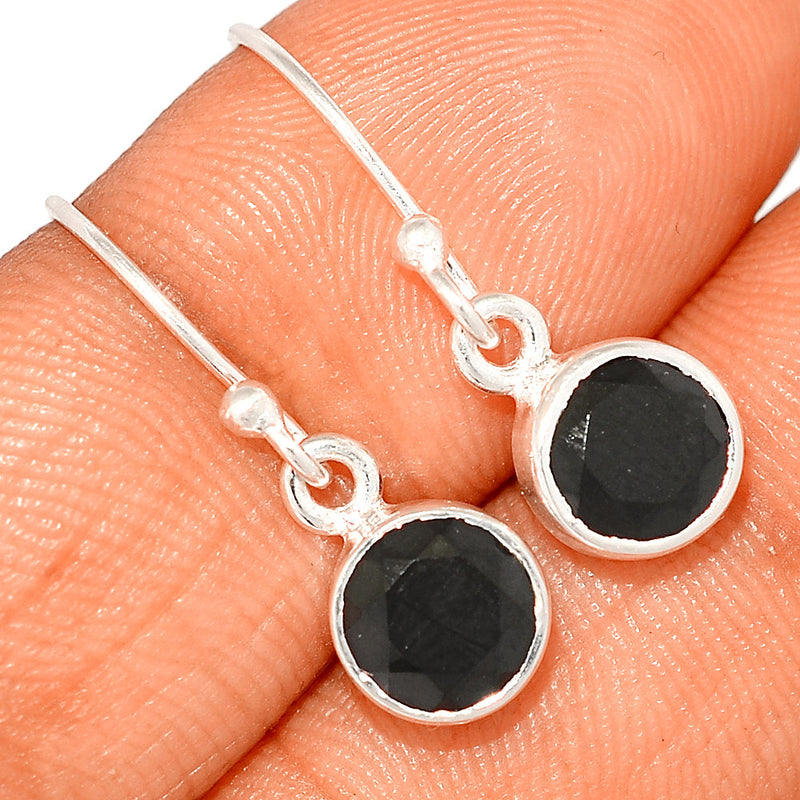 1" Black Onyx Faceted Earrings - BOFE649