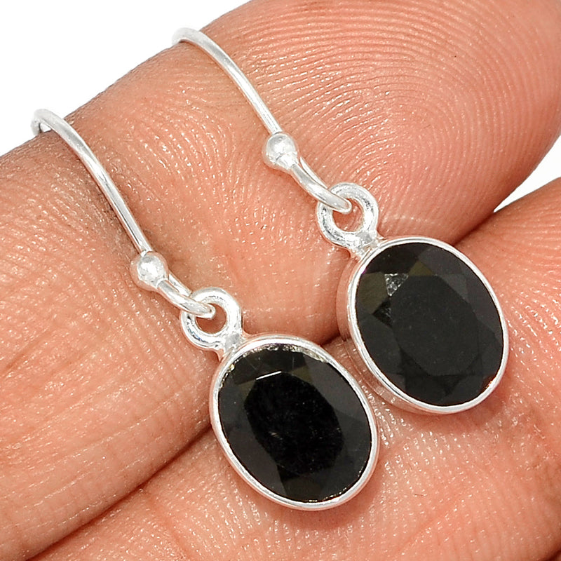 1" Black Onyx Faceted Earrings - BOFE677