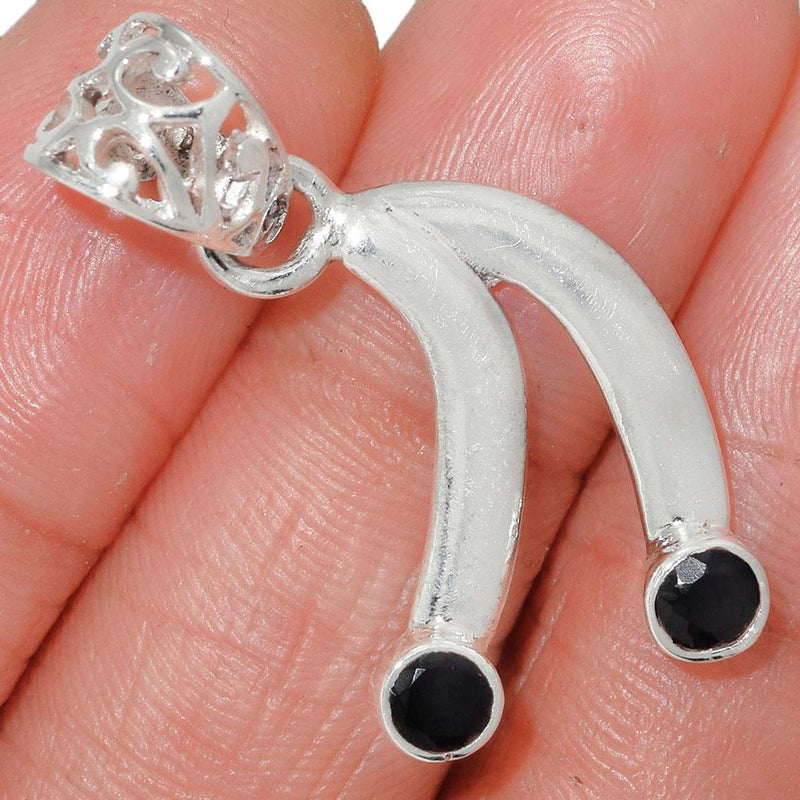1.2" Feceted Black Onyx Pendants - BOFP1074