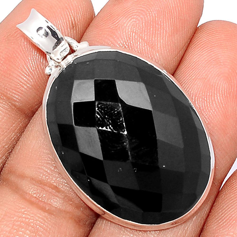 1.7" Faceted Black Onyx Pendants - BOFP1084