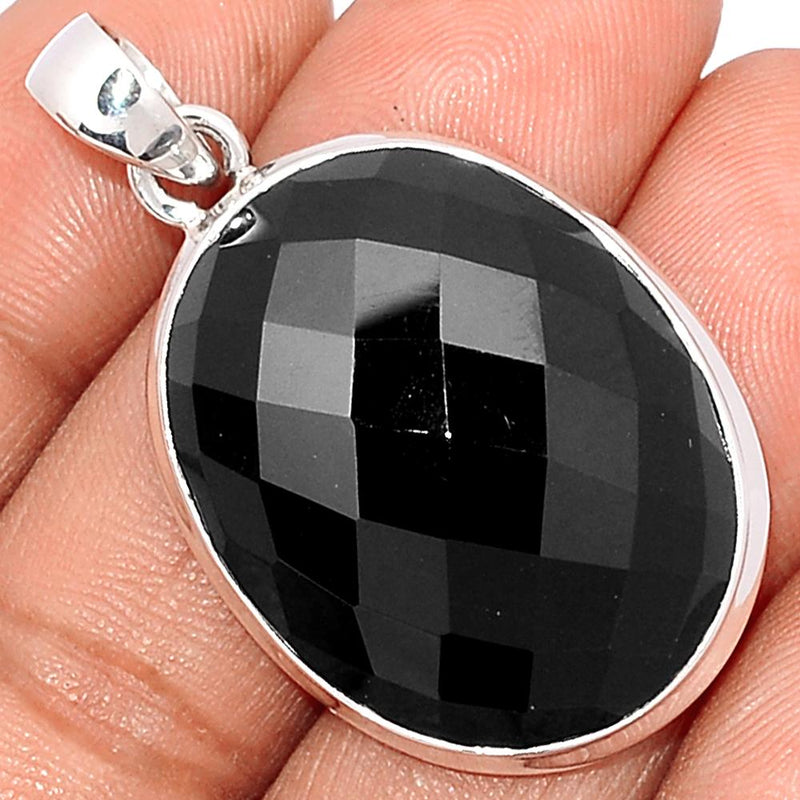 1.6" Faceted Black Onyx Pendants - BOFP1089