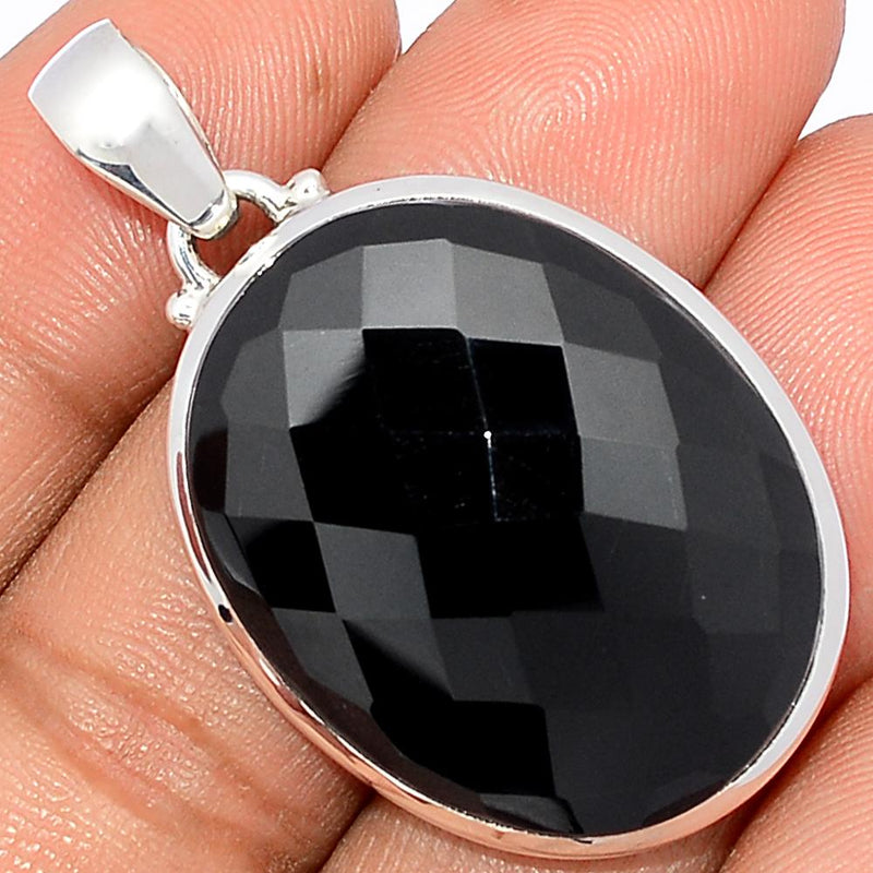 1.6" Faceted Black Onyx Pendants - BOFP1095