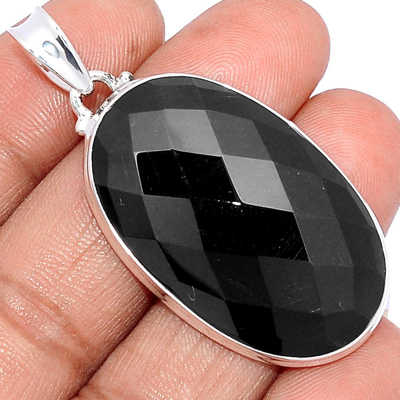 1.8" Faceted Black Onyx Pendants - BOFP1098