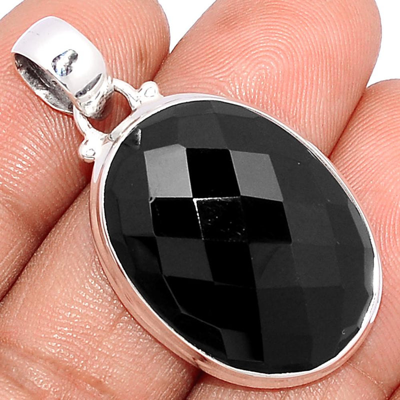 1.3" Faceted Black Onyx Pendants - BOFP1101