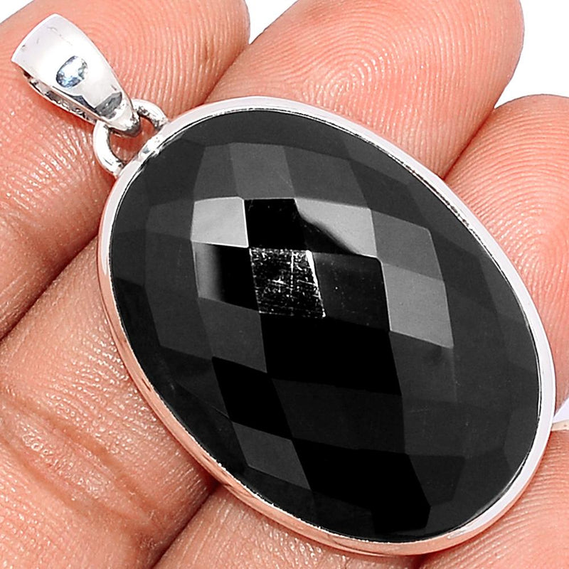 1.6" Faceted Black Onyx Pendants - BOFP1104