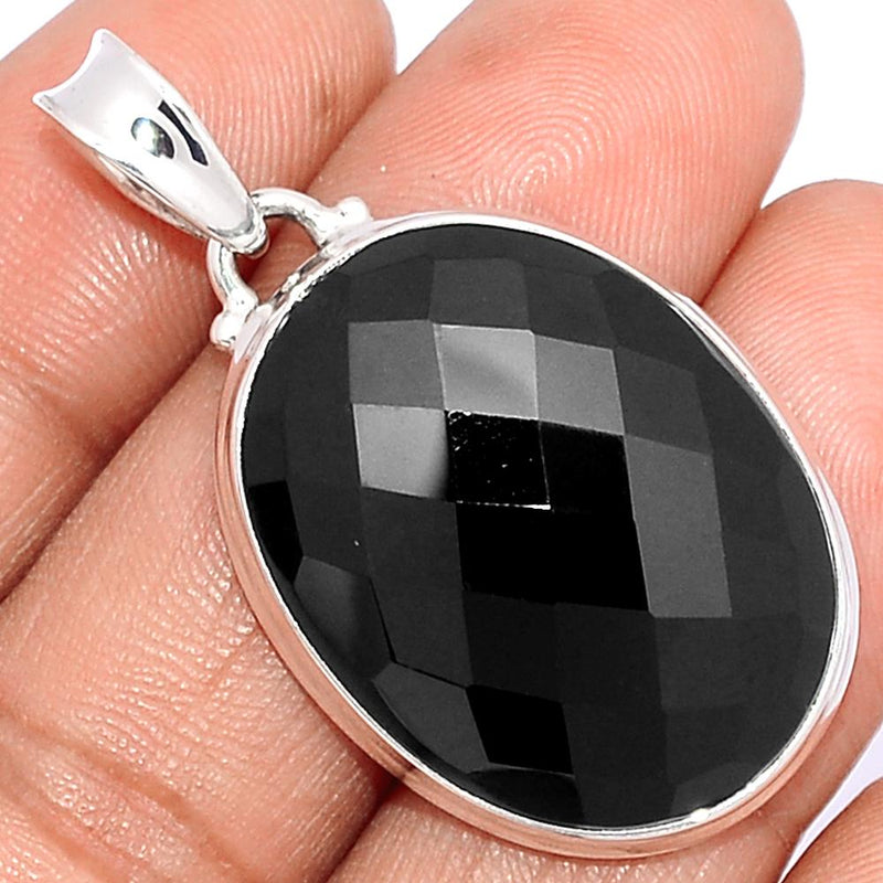 1.5" Faceted Black Onyx Pendants - BOFP1107