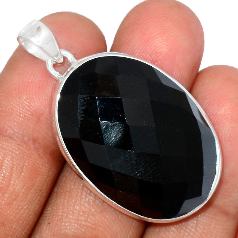 1.6" Black Onyx Faceted Pendants - BOFP1157