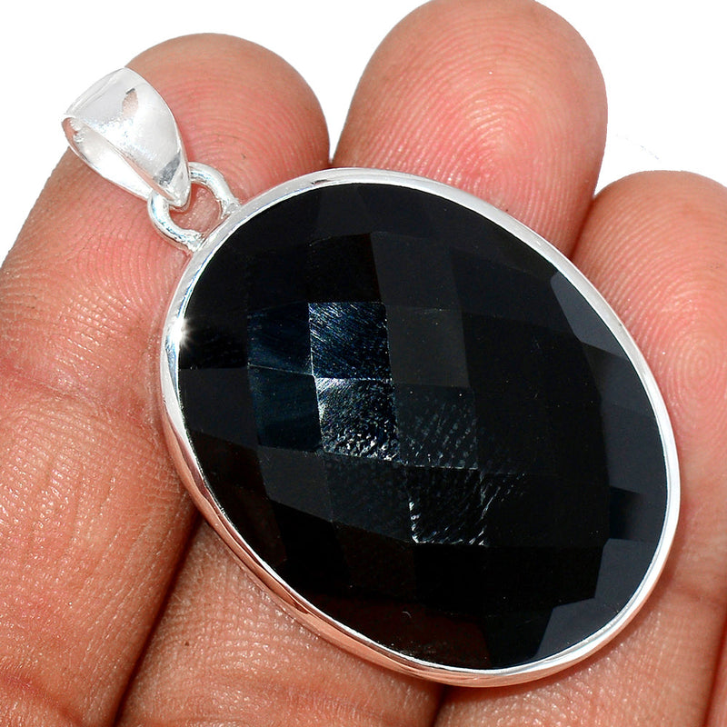 1.7" Black Onyx Faceted Pendants - BOFP1163