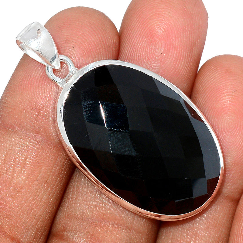 1.7" Black Onyx Faceted Pendants - BOFP1166