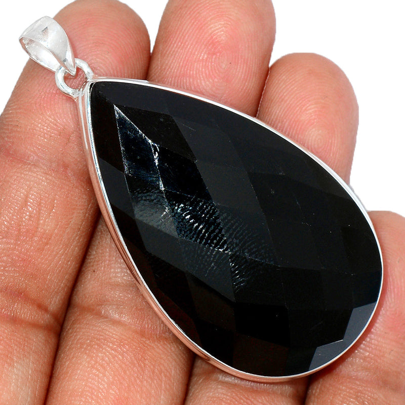 2.3" Black Onyx Faceted Pendants - BOFP1180