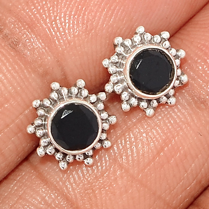 Black Onyx Faceted Studs - BOFS182