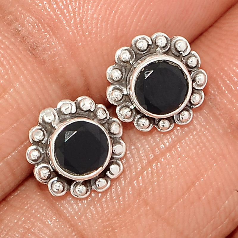 Black Onyx Faceted Studs - BOFS183