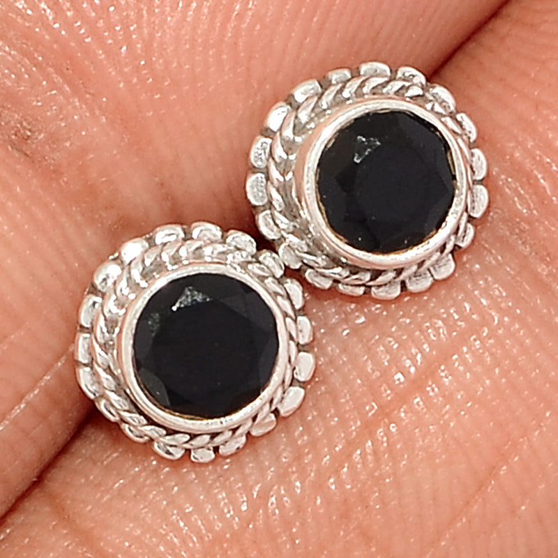 Black Onyx Faceted Studs - BOFS185