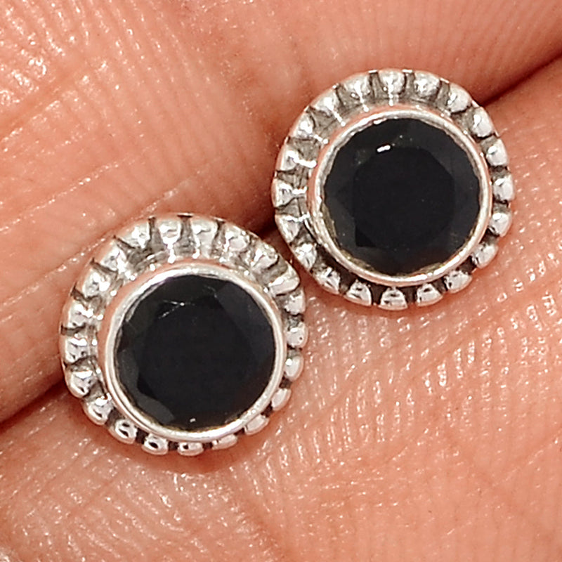 Black Onyx Faceted Studs - BOFS189