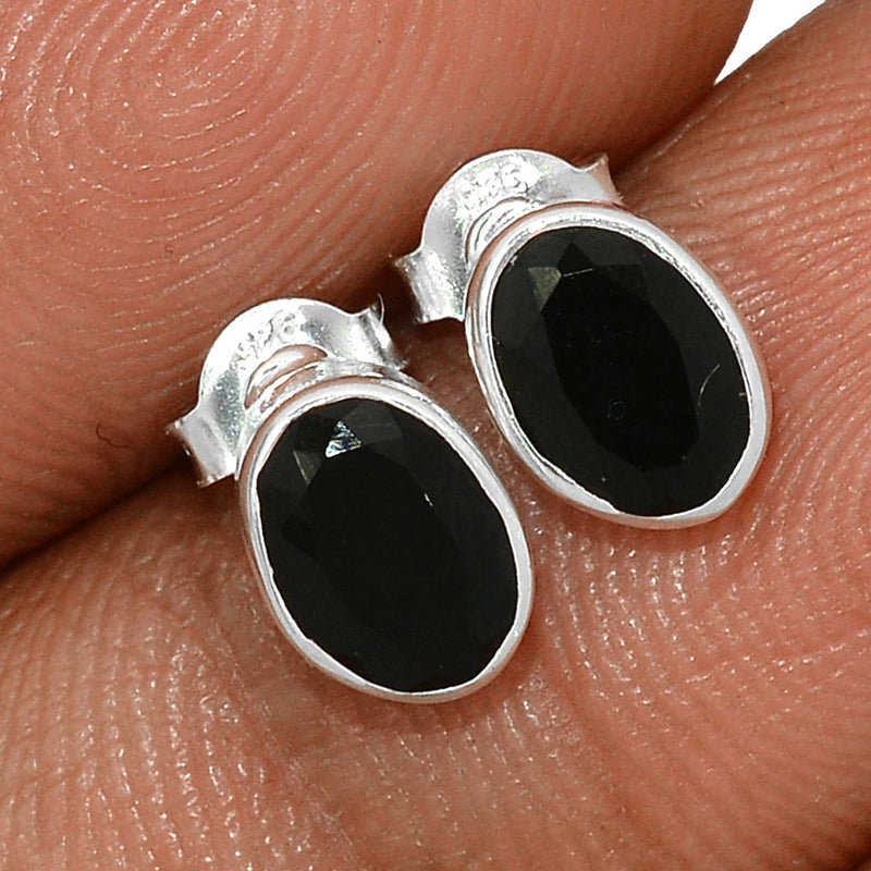 Black Onyx Faceted Studs - BOFS248