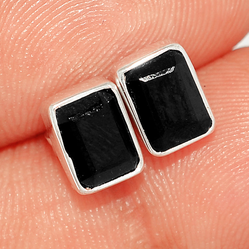 Black Onyx Faceted Studs - BOFS306