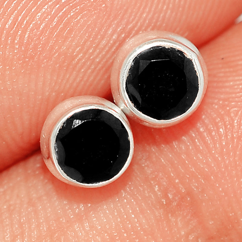 Black Onyx Faceted Studs - BOFS308
