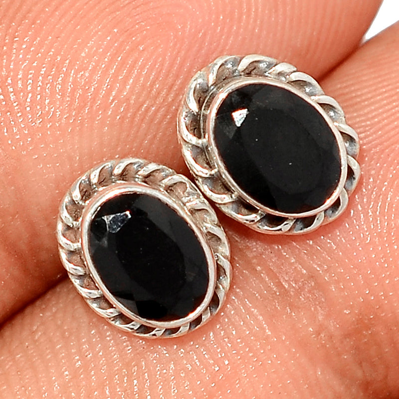 Black Onyx Faceted Studs - BOFS318
