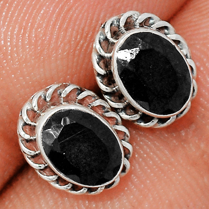 Black Onyx Faceted Studs - BOFS322