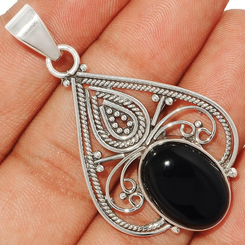 2" Fine Filigree - Black Onyx Pendants - BOXP1928